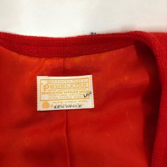 Pendleton 100% Virgin Wool Red Button Up Blazer Vintage Red Jacket - Picture 6 of 8